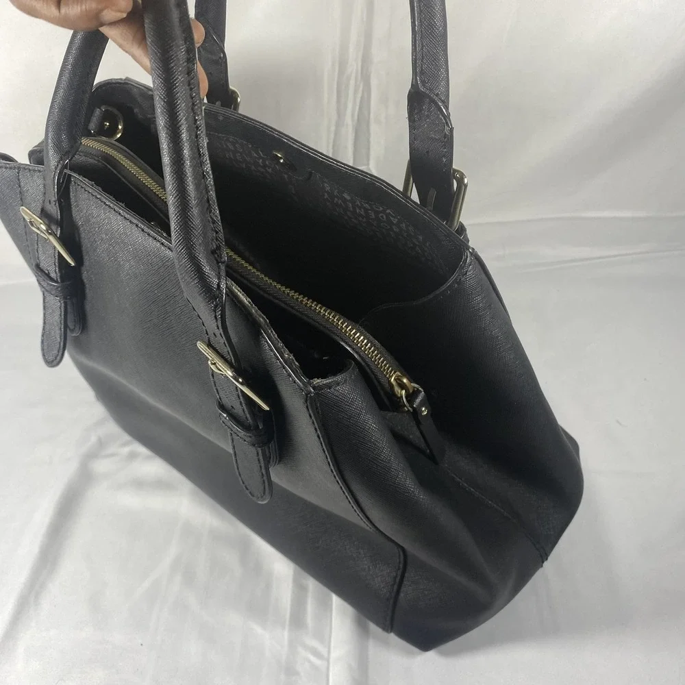 Kate Spade Satchel Bag Womens Black Leather Structured Tote Purse Gold Hardware - Picture 3 of 10